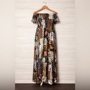 Forever 21 Smocked Maxi Dress, Size SmallBoho Cruise Attire Vacation Beach